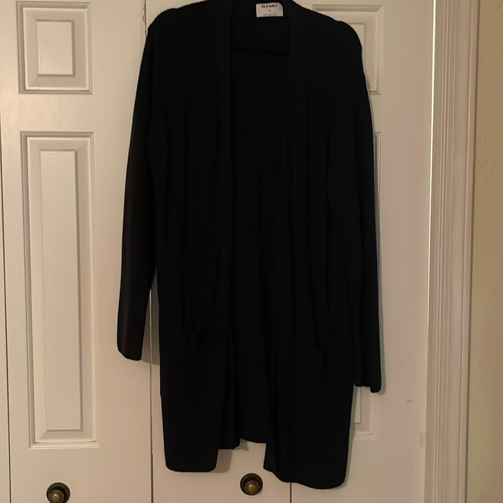 Long black knit sweater